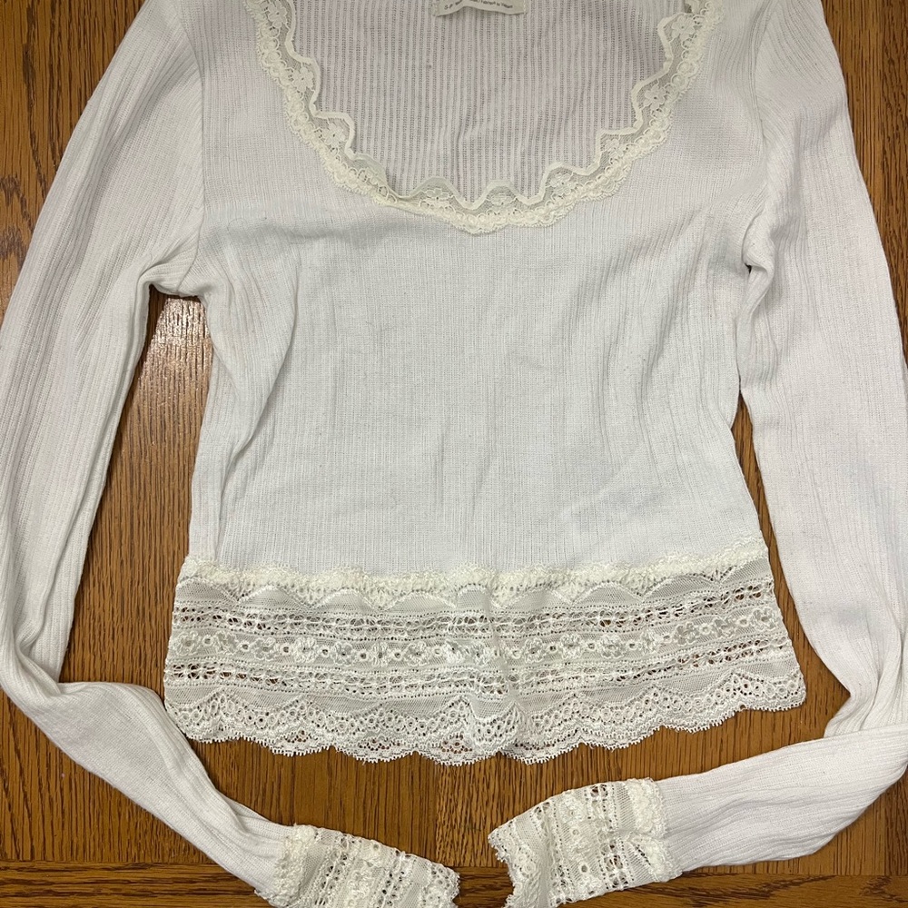 Urban Outfitters White Lace Detail Top